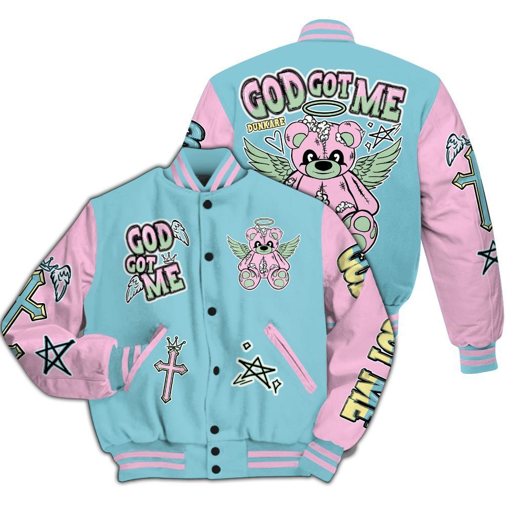 Varsity Jacket To Match SB Dunk Low Visty - Gods Guides Me Bear All Over Print