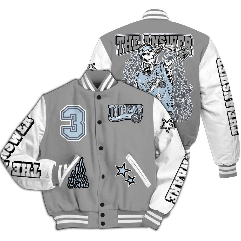 Varsity Jacket To Match Cool Grey 6s - Allen Answer Skeleton All Over Print
