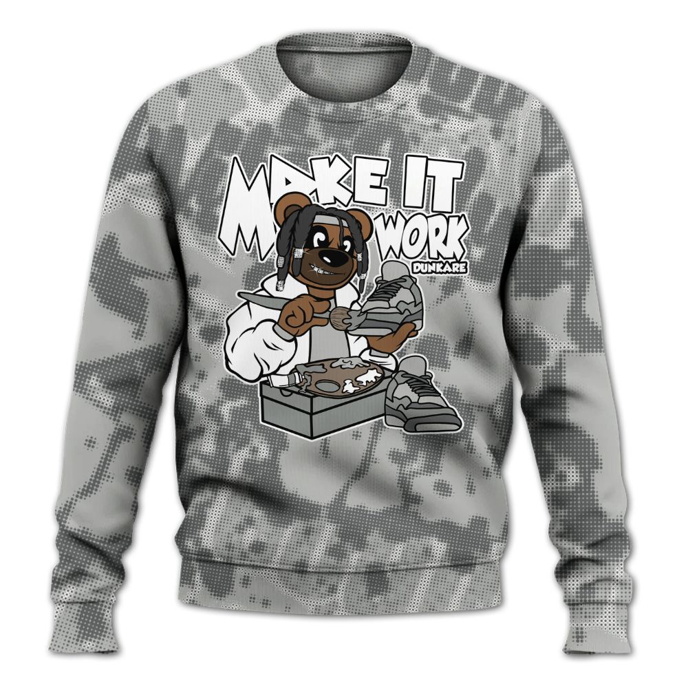 Sweatshirt To Match Paris Cement Grey 4s - Pull It Off Bear Street All Over Print