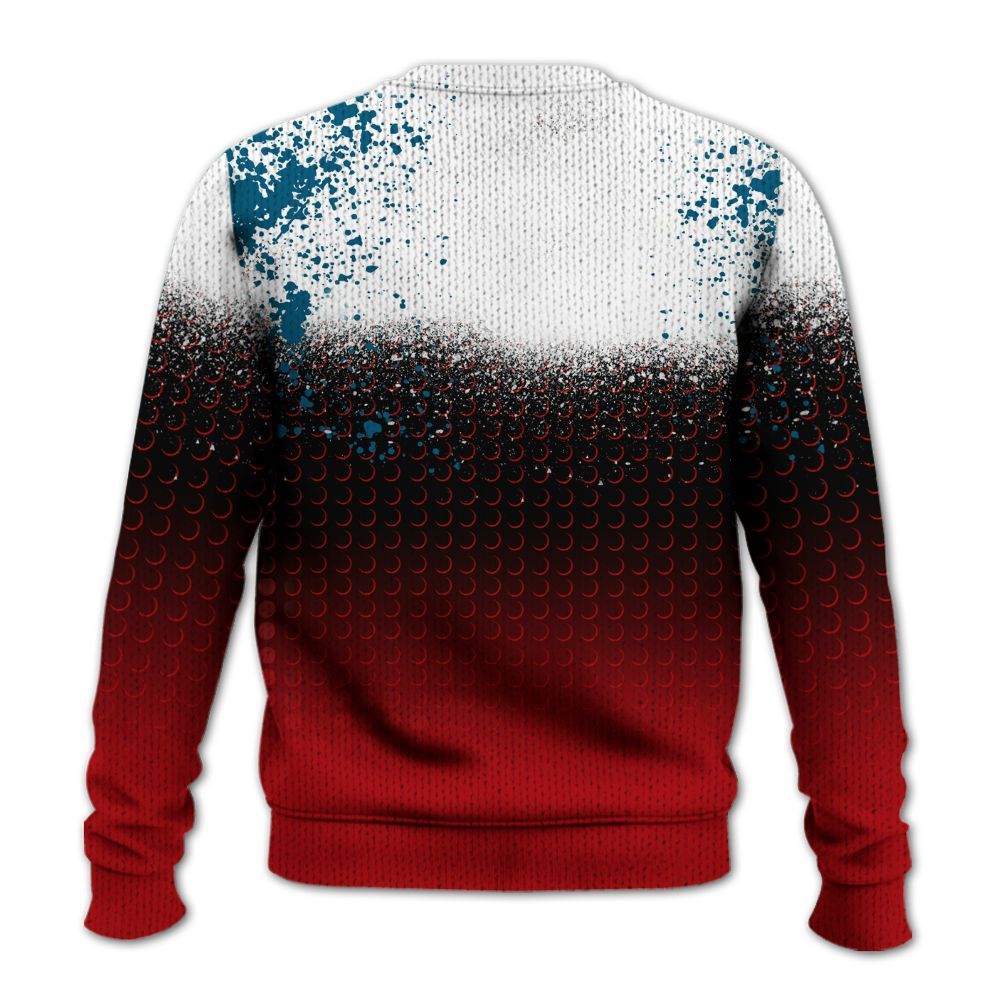 Knitted Sweater To Match OG Varsity Red 17s - Halftone Time Is Money