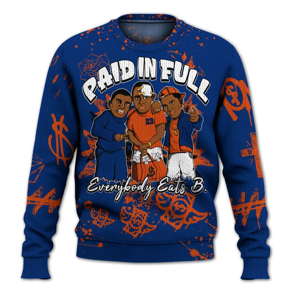 Knitted Sweater To Match Mid Knicks 1s - Everybody Paid In Full Crayon