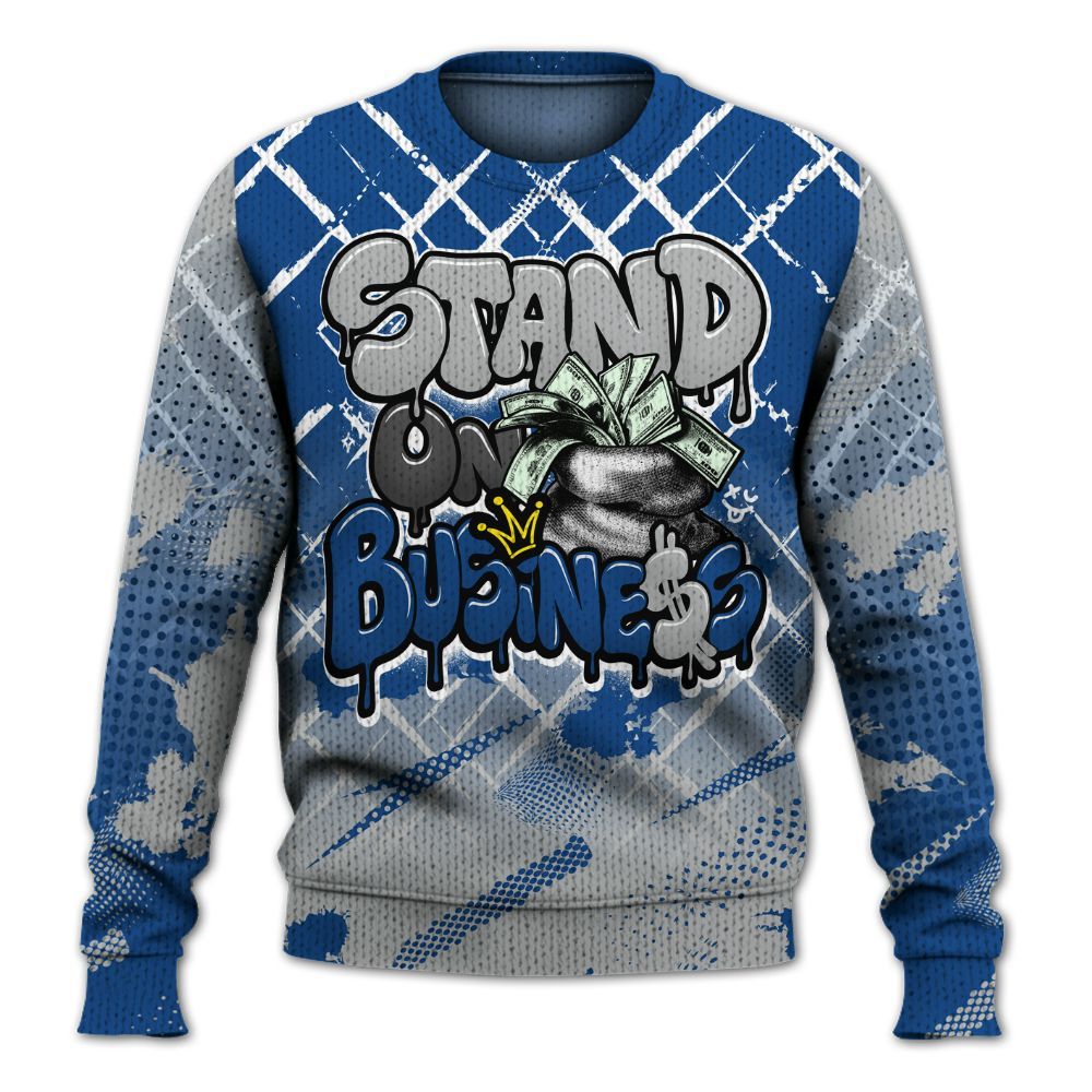 Knitted Sweater To Match Air Ship Royal Blue - Halftone Stand Business Dripping