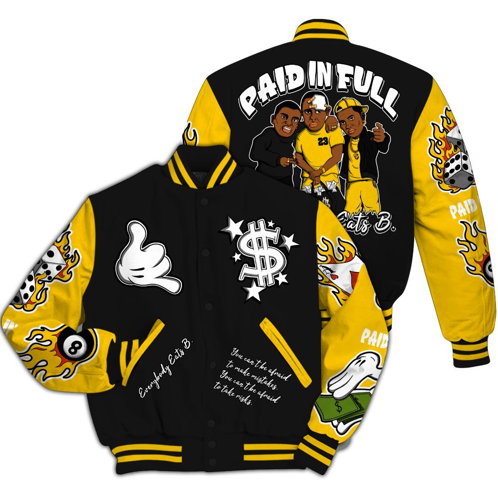 Varsity Jacket To Match Corteiz Air Max 95 Tour Yellow - Funny Everybody Paid In Full Graphic All Over Print