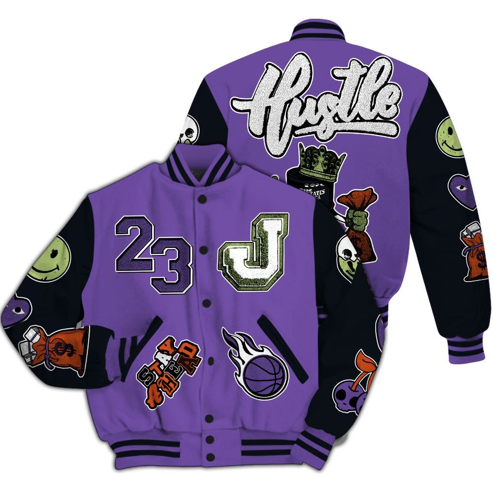 Varsity Jacket To Match Canyon Purple 4s - Hustles Money Number 23 All Over Print