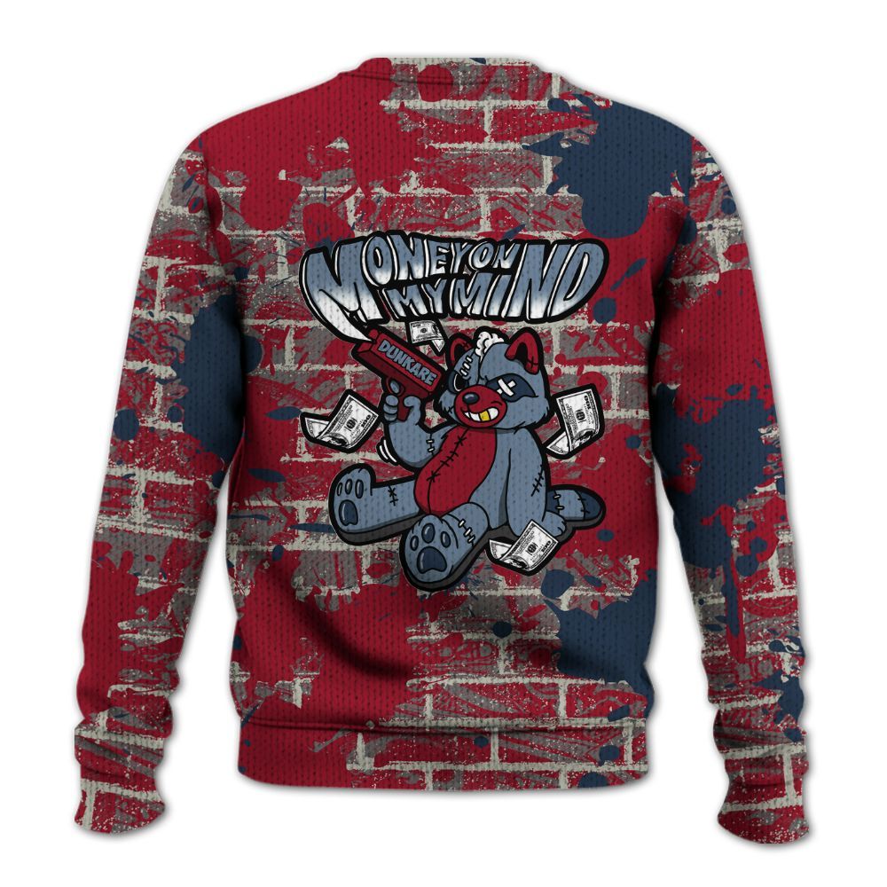 Knitted Sweater To Match Navy Blue 2024 6s - Money On My Mind Raccoon Brick