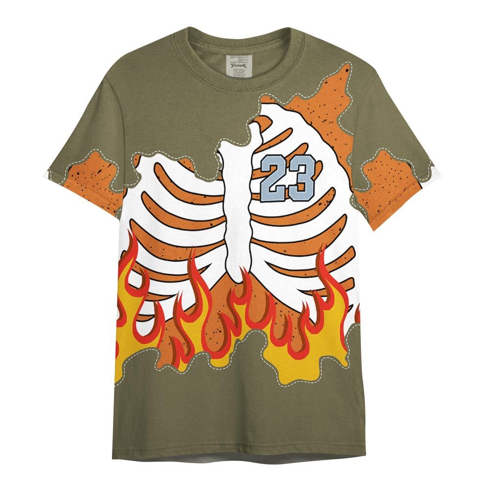 Shirt To Match Olive 5s - Number 23 Skeleton Flame Shirt Outfit