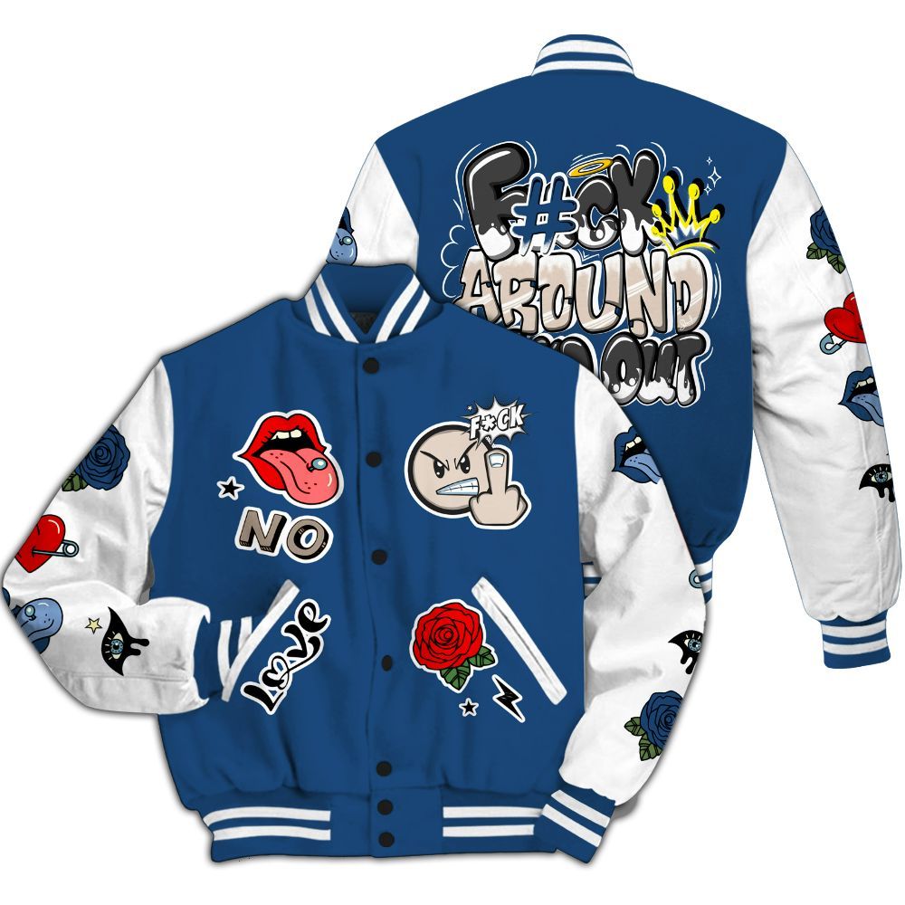 Varsity Jacket To Match High OG Midnight Navy 1s - FK Around Find Out All Over Print