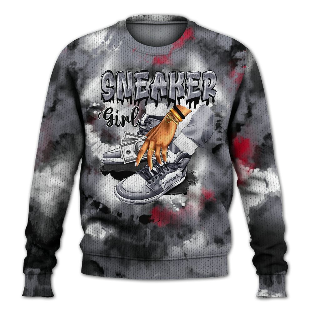 Knitted Sweater To Match Retro Black Flint 13s - SNEAKER Girl Money Drip Tie Dye