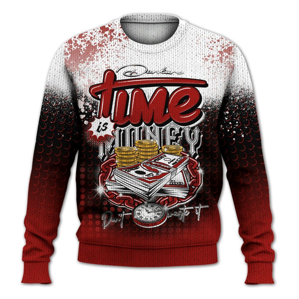 Knitted Sweater To Match High OG Varsity Red 1s - Halftone Time Is Money