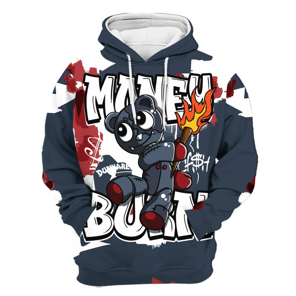 Hoodie To Match Navy Blue 2024 6s - Money Burn Retro All Over Print