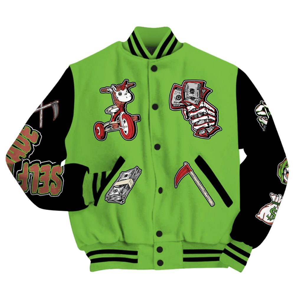 Varsity Jacket To Match Air Max Waffle SP Action Green - Self Make Skeleton All Over Print