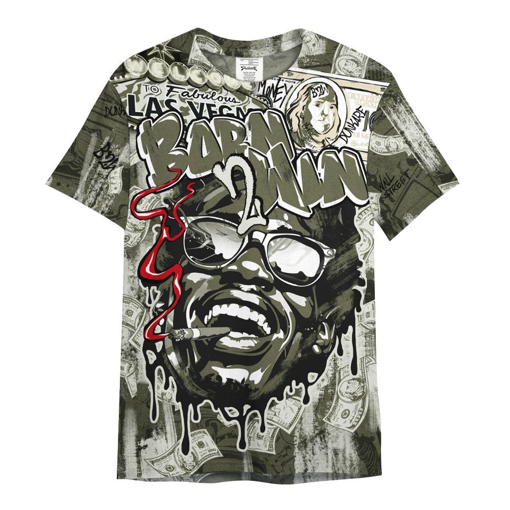Shirt To Match Travis Scott Low OG Medium Olive 1s - Born To Win Money All Over Print