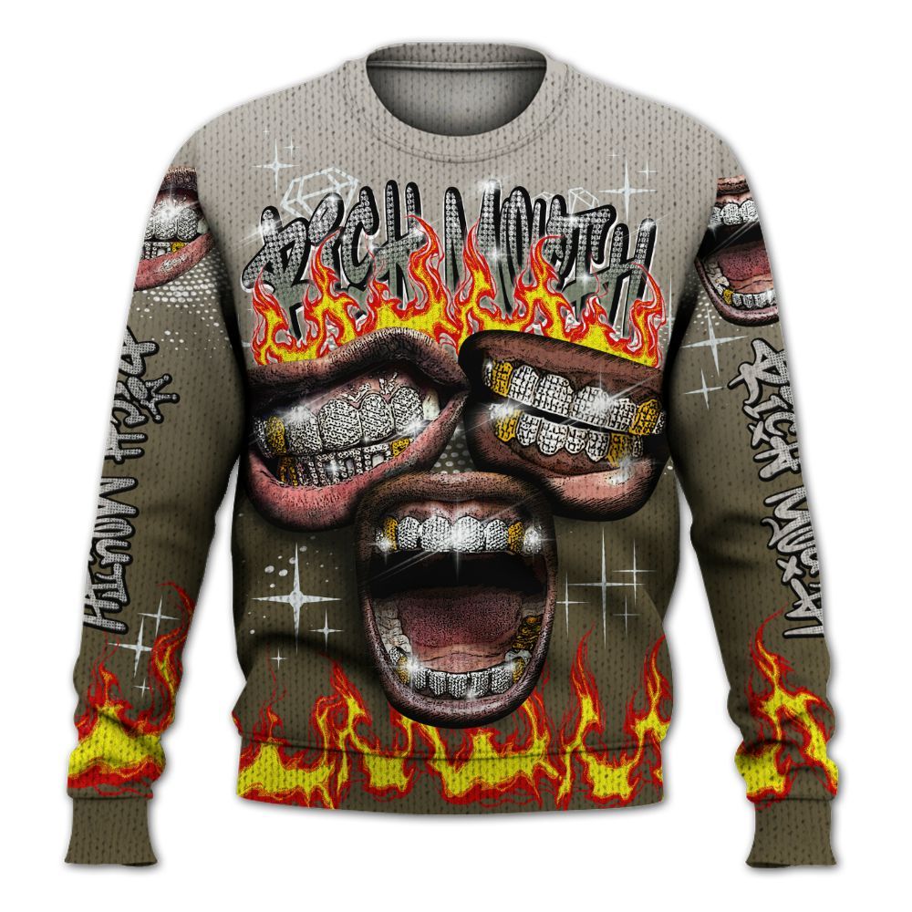 Knitted Sweater To Match Dunk Low Year Of The Snake - Rich Mouth Fire Rap Retro 90s