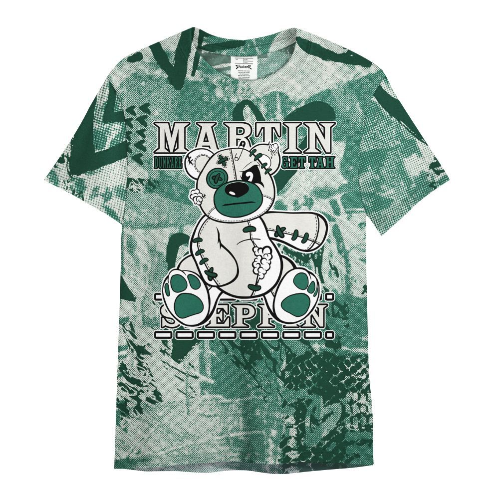 Shirt To Match Oxidized Green 4s - Tah Steppin Bear Heart Grunge All Over Print