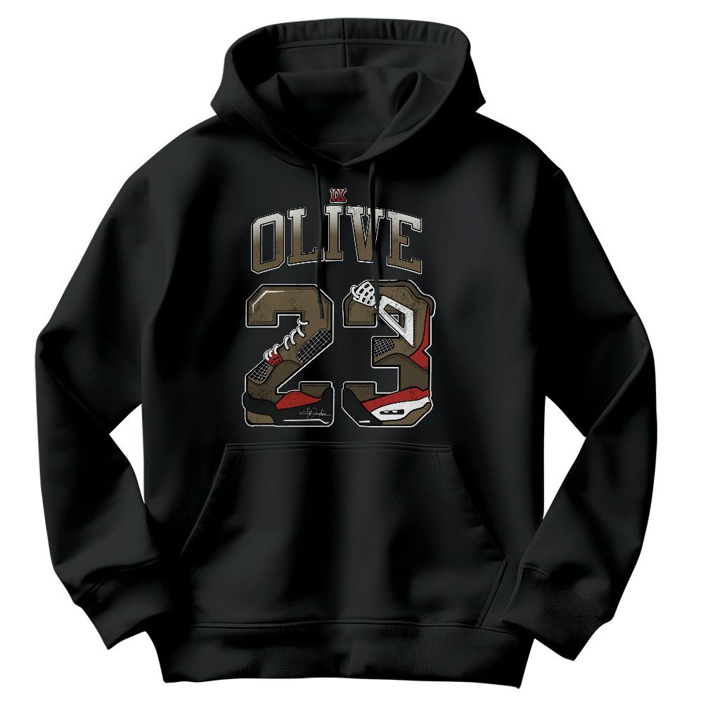 Sweatshirt To Match Olive 9s - Number 23 Dirty 4s Graphic