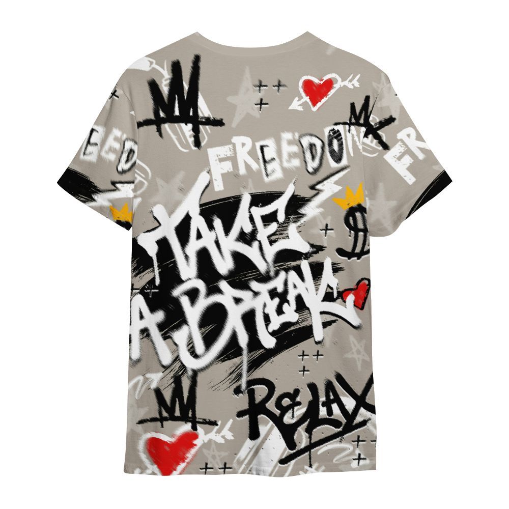 Shirt To Match Low OG Phantom 1s - Take Break Freedom Graffiti Streetwear All Over Print