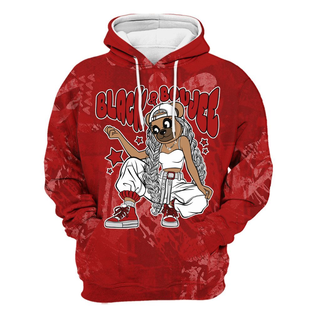 Hoodie To Match Red Taxi 12s - Boujee Girls Bear Heart Grunge All Over Print