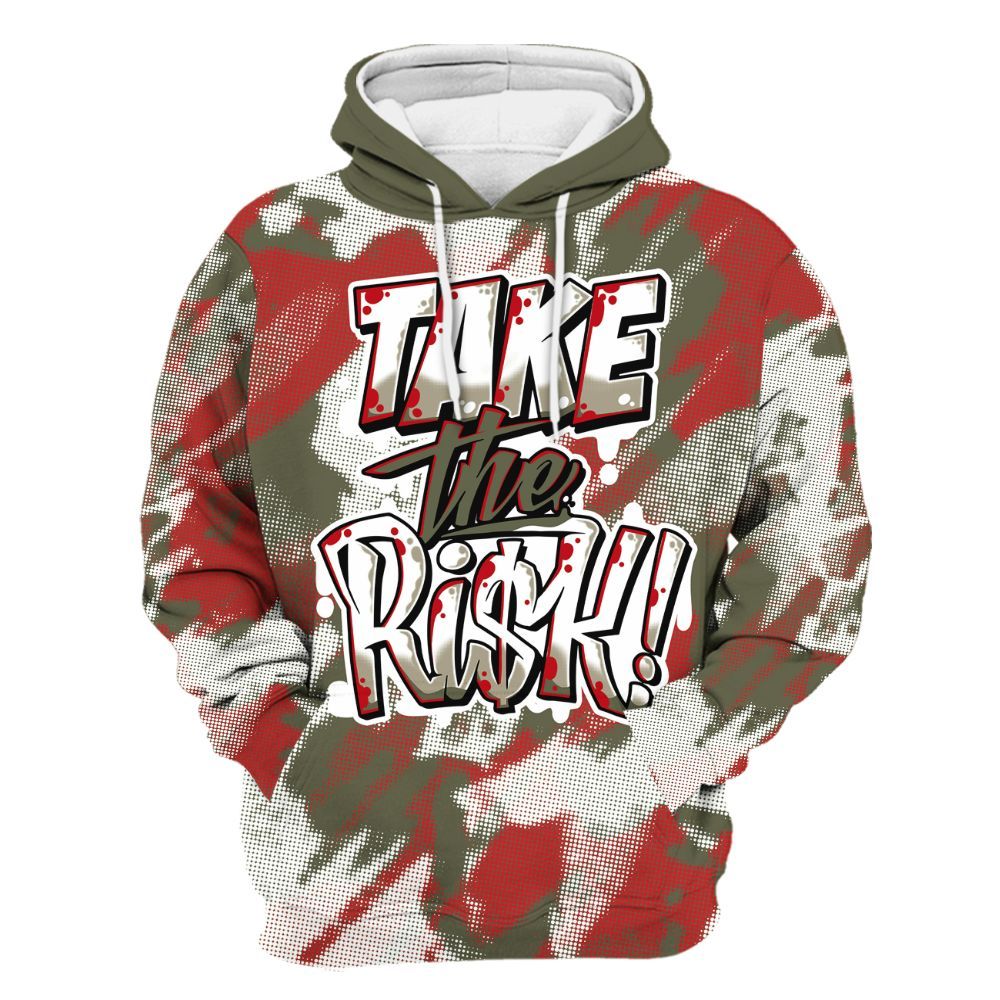 Hoodie To Match Low OG Medium Olive 1s - Take Risks Abstract All Over Print