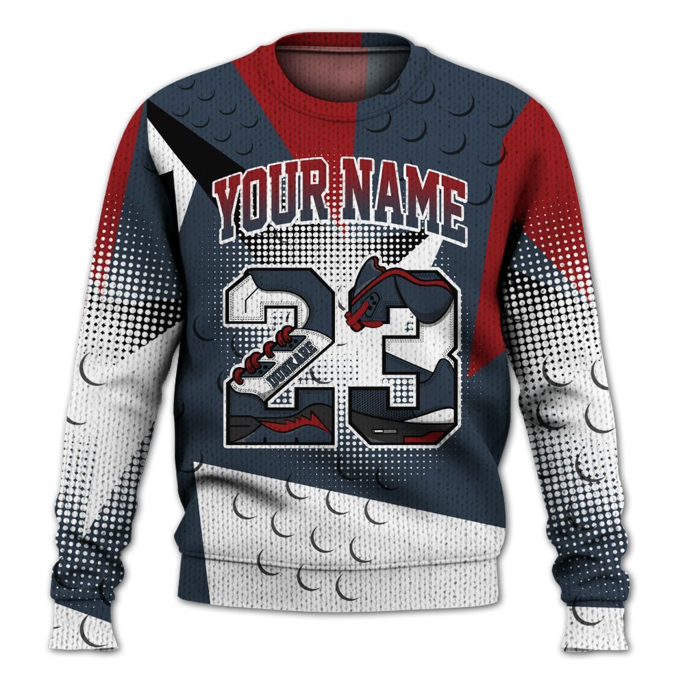 Knitted Sweater To Match Navy Blue 2024 6s - Poly Custom Name Number 23 5s