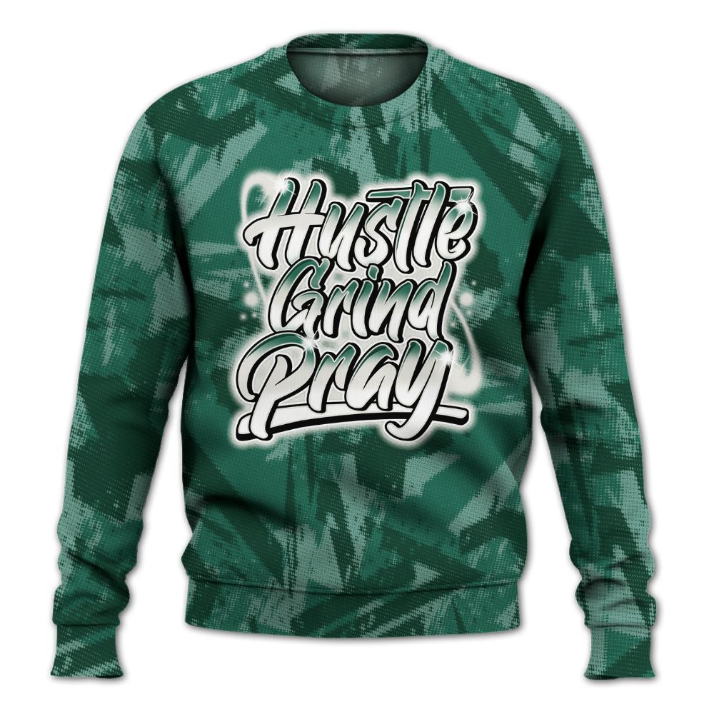 Sweatshirt To Match Oxidized Green 4s - Hustles And Prayer Graphic Halftone All Over Print