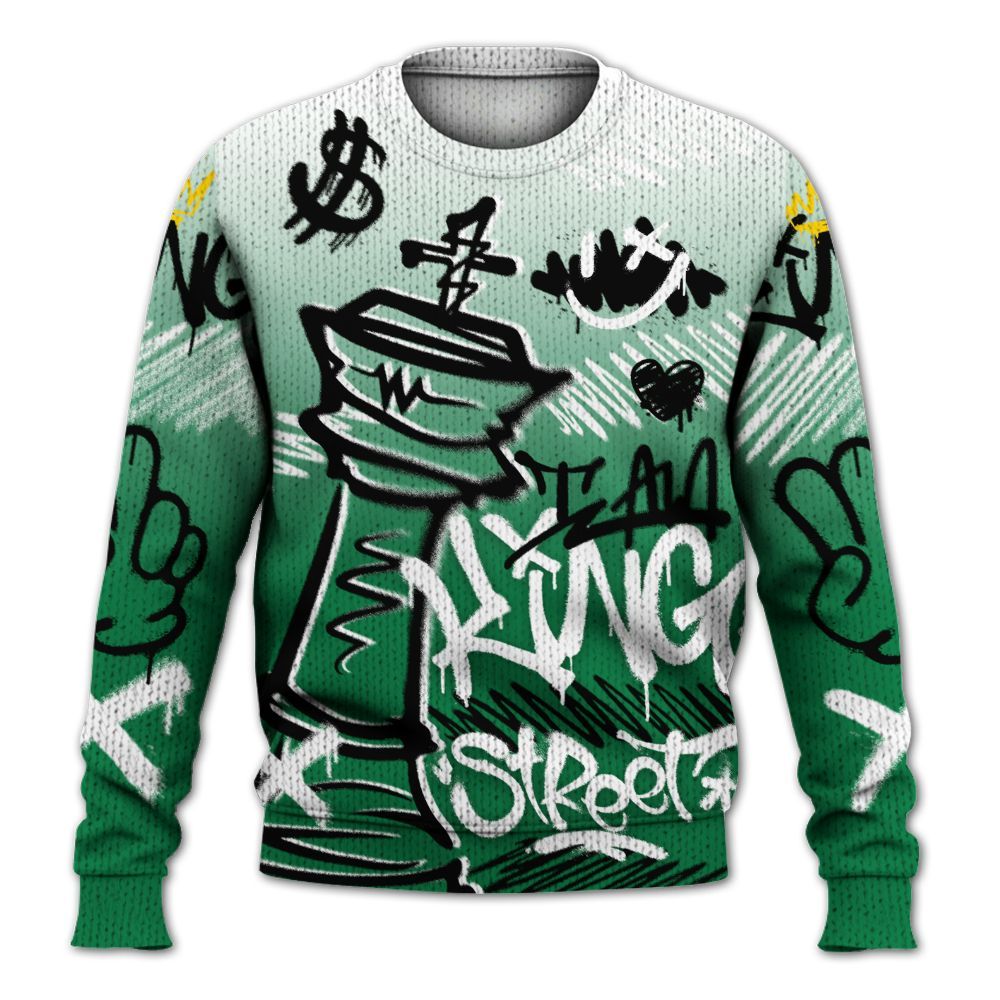 Knitted Sweater To Match Pine Green 13s - Street King Chess Streetwear