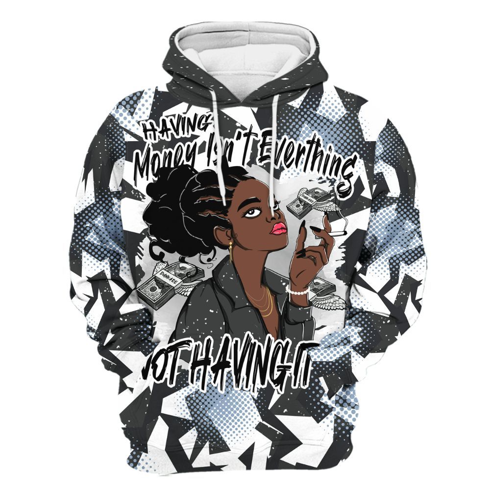 Hoodie To Match Reverse Black White 6s - Having Money Isn't Everthing Retro All Over Print