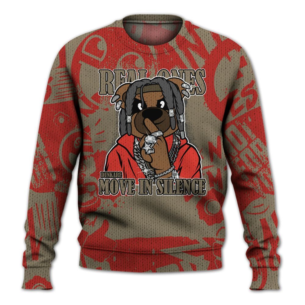 Knitted Sweater To Match Olive 9s - Silent Achievers Bear Monogram Graffiti