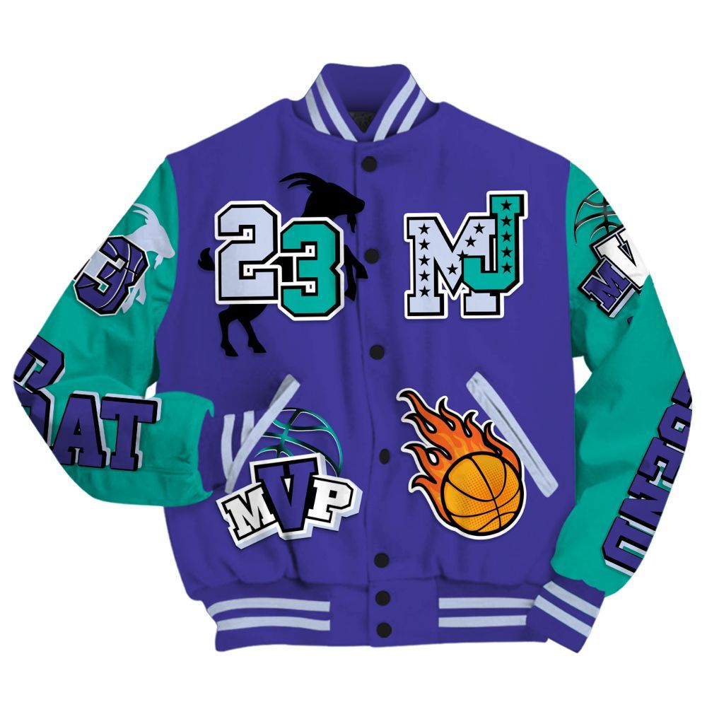 Varsity Jacket To Match Retro Grape 5s - 23 Goat MVP Basketball All Over Print
