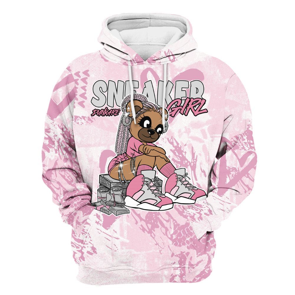 Hoodie To Match Orchid 4s - Sneaker Girl Bear Heart Grunge All Over Print