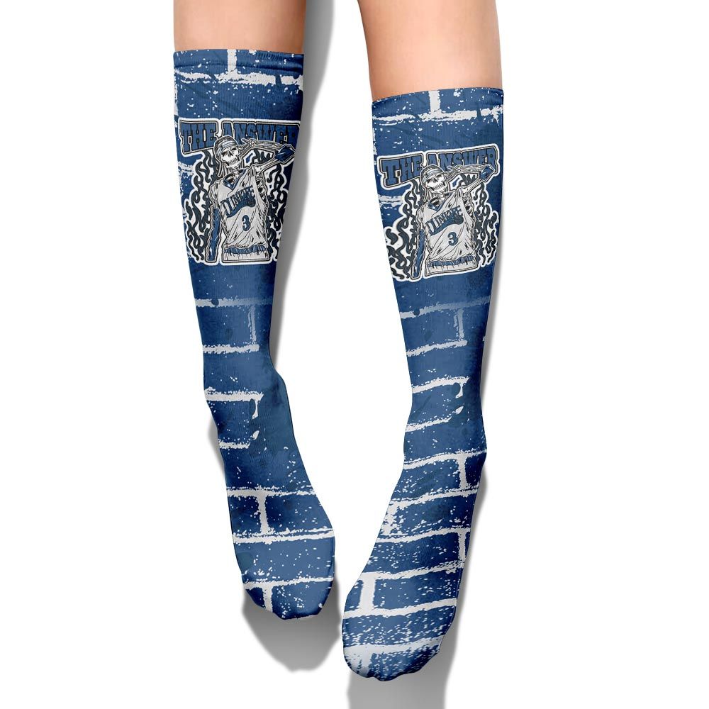 Sock To Match High OG Midnight Navy 1s - Allen Answer Skeleton Brick