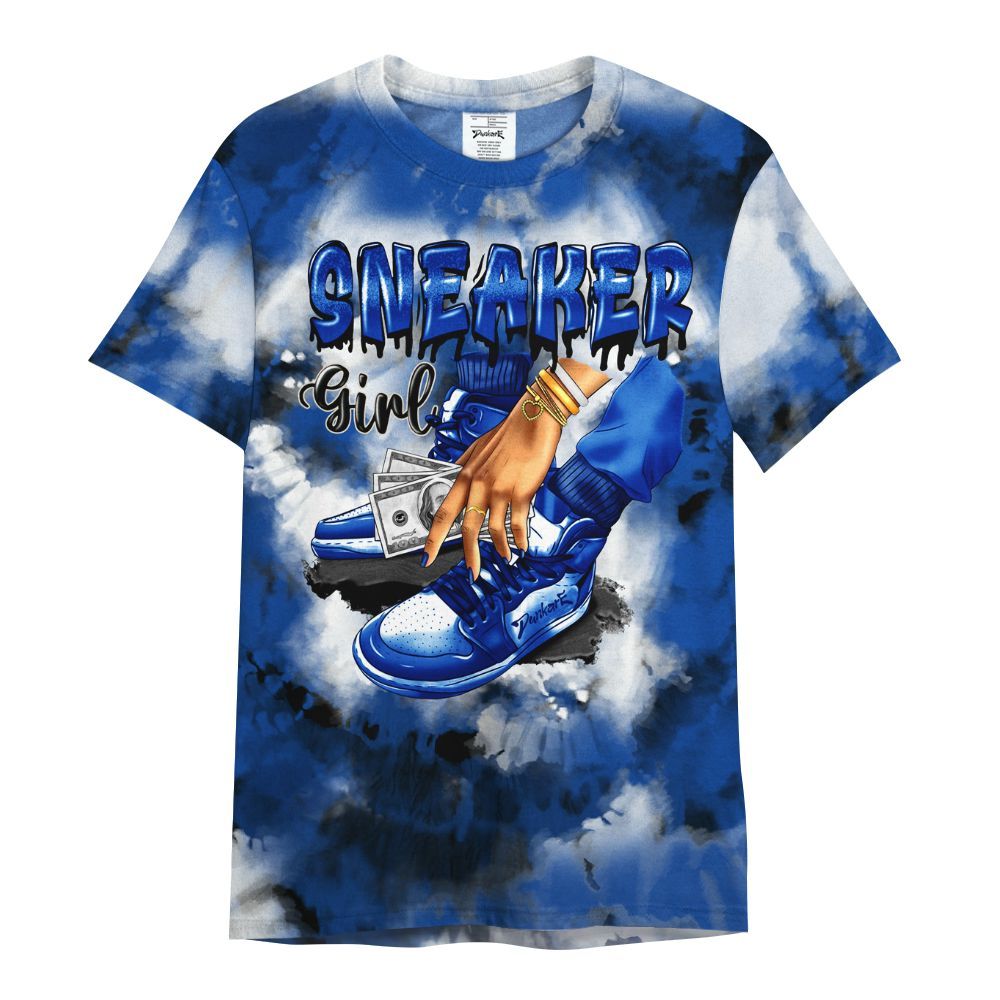 Shirt To Match Low Game Royal 1s - SNEAKER Girl Money Drip Tie Dye All Over Print