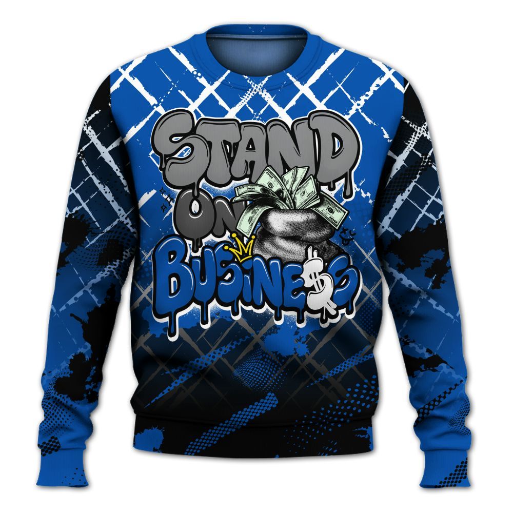 Sweatshirt To Match Racer Blue 5s - Halftone Stand Business Dripping All Over Print