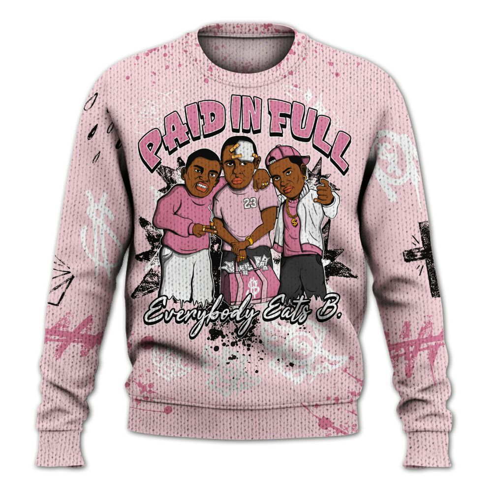 Sweater To Match GS Pearl Pink 12s Shirt, Everybody Paid In Full Crayon Graphic