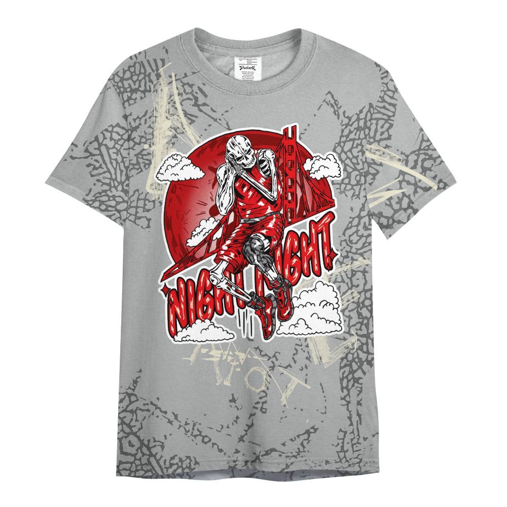 Shirt To Match Cement Grey 3s - Seeya Skeleton Messyz All Over Print