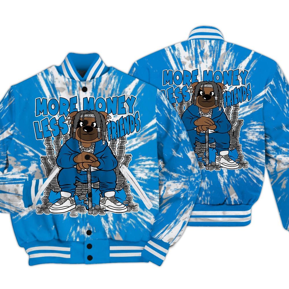 Varsity Jacket To Match Industrial Blue 4s - More Moneys Bear Luxury Varsity Jacket Unisex