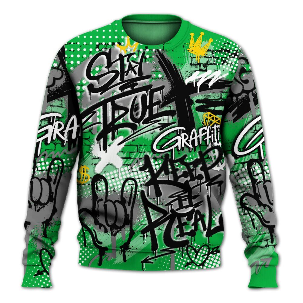 Sweatshirt To Match Lucky Green 5s - True It Real Graffiti Streetwear All Over Print