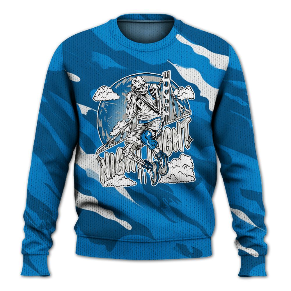 Knitted Sweater To Match Industrial Blue 4s - Seeya Skeleton Colored