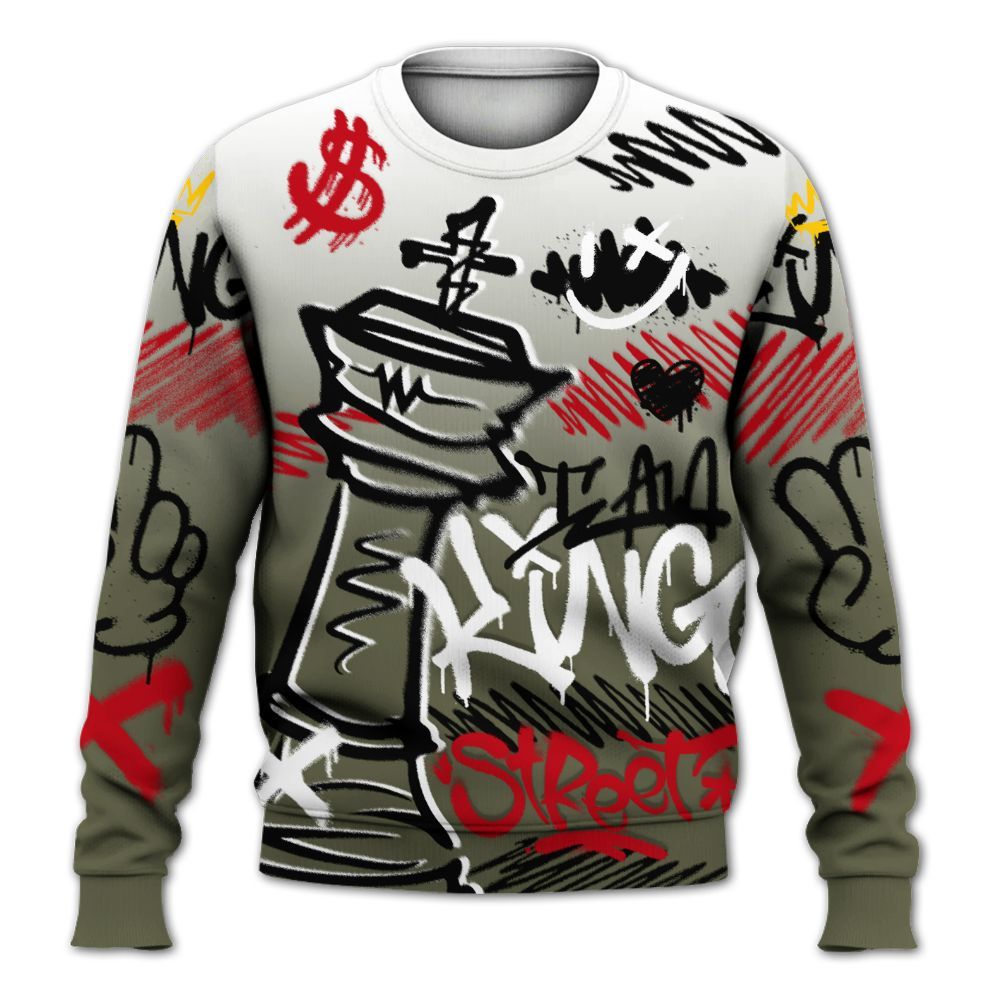 Sweatshirt To Match Low OG Medium Olive 1s - Street King Chess Streetwear All Over Print