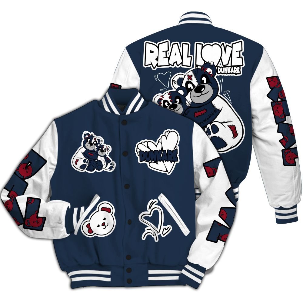 Varsity Jacket To Match White Midnight Navy 6s - Sincere Fondness Bear All Over Print