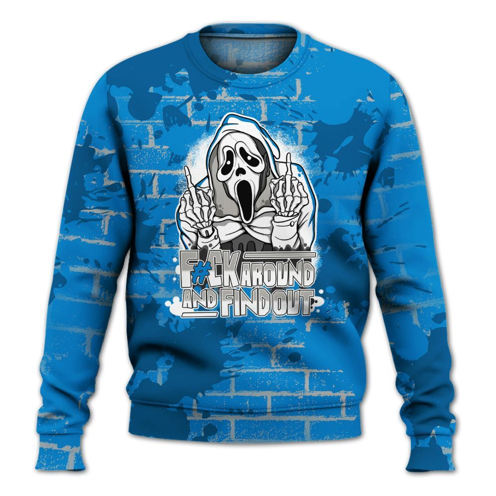 Sweatshirt To Match Military Blue 4s - F#CK And Find Out Graphic Halloween All Over Print