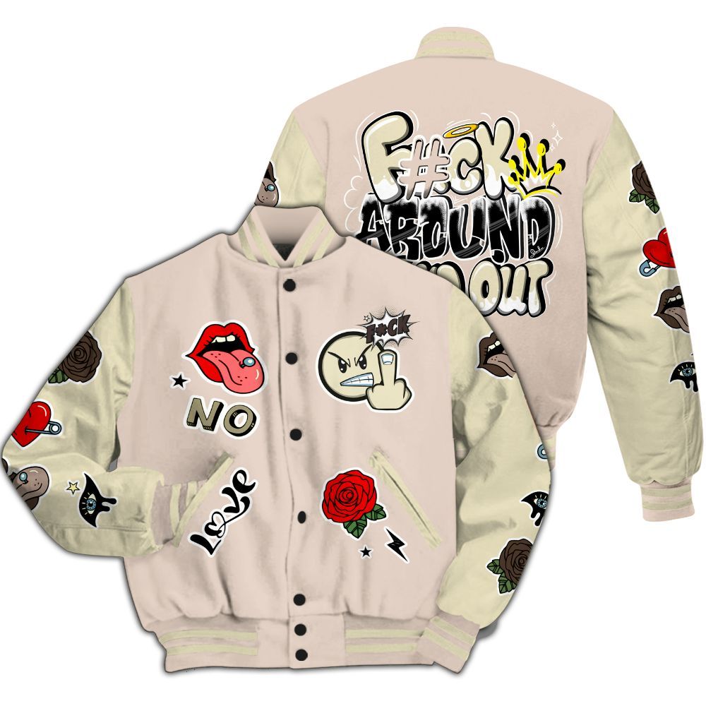 Varsity Jacket To Match A Ma Maniere X Fossil Stone 4s - FK Around Find Out All Over Print