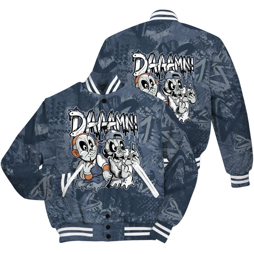 Varsity Jacket To Match Low Diffused Blue 11s Shirt - Damn Shoe Graphic Heart Grunge All Over Print