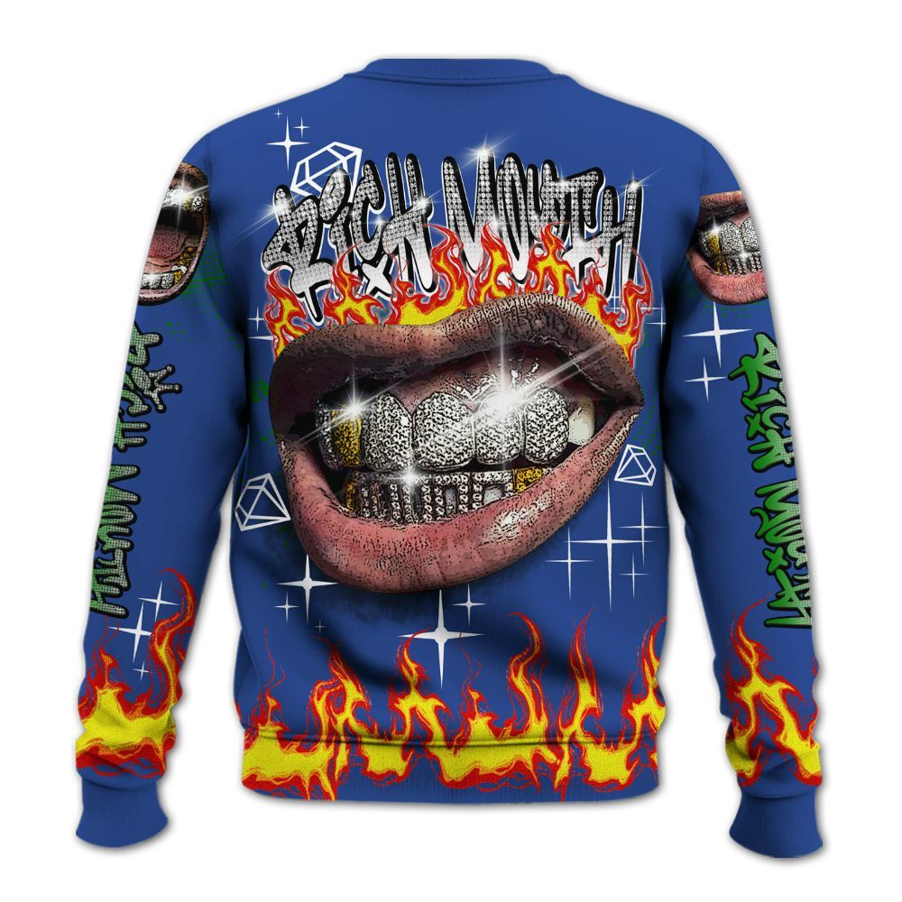Sweatshirt To Match Retro Hyper Royal 13s - Rich Mouth Fire Rap Retro 90s All Over Print