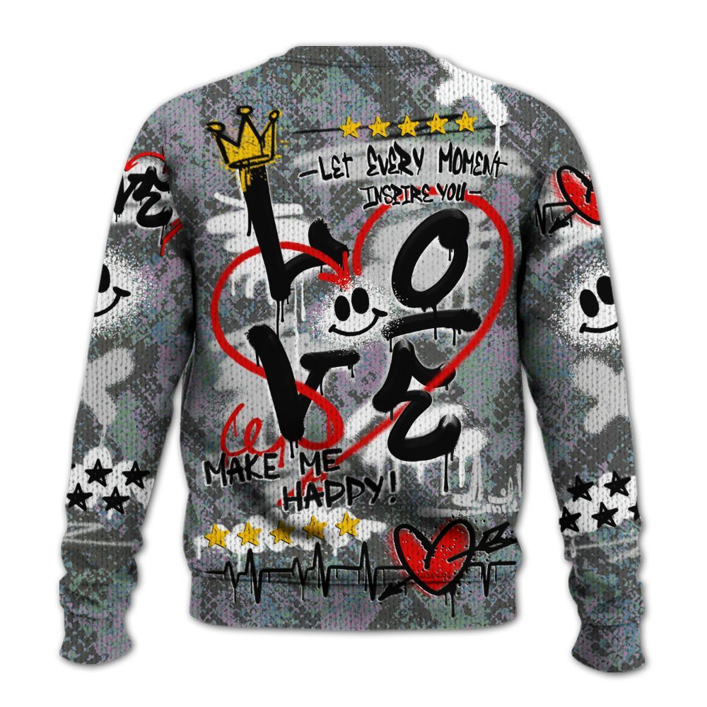 Knitted Sweater To Match Low CNY Year Of The Snake 11s - Happy Love Beats Graffiti Streetwear