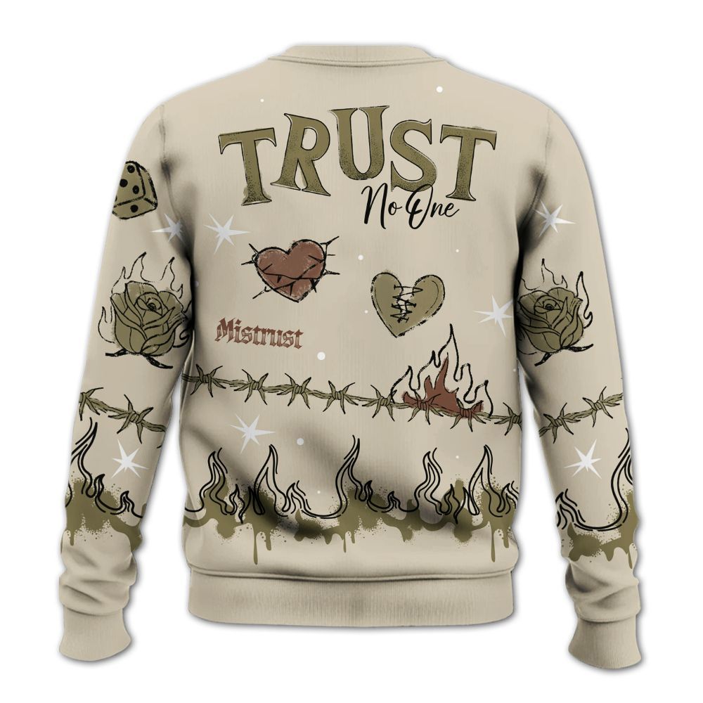 Sweatshirt To Match Sail Neutral Olive 6s - Trust No One Snake-Bite Doodle Crayon All Over Print