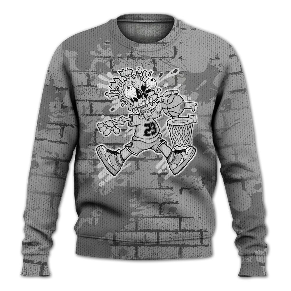 Knitted Sweater To Match Black Wolf Grey 12s - 85's Dunks Graphic Halloween