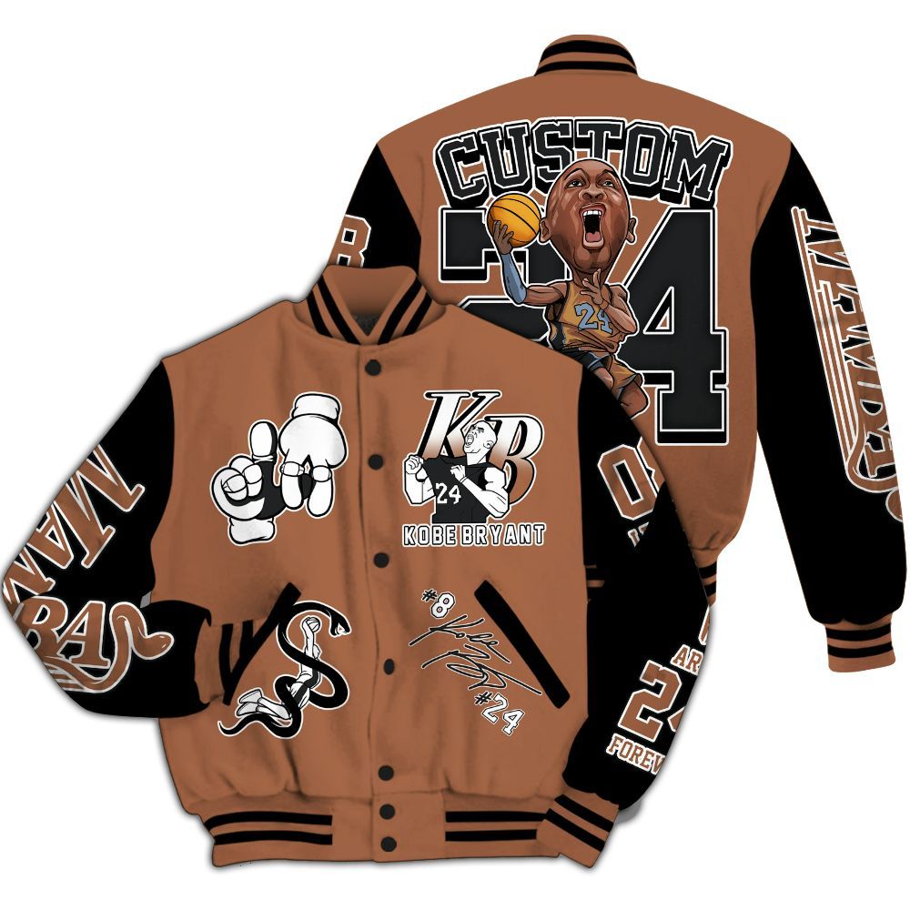 Varsity Jacket To Match Air Foamposite Metallic Copper - Legend 24 Snake Mamba Graphic Custom Name All Over Print