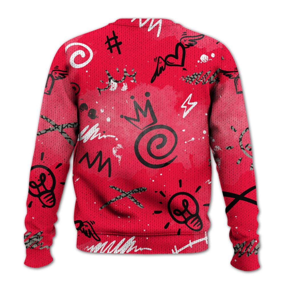 Knitted Sweater To Match Retro Fire Red 3s - Drip Been Di2ferent