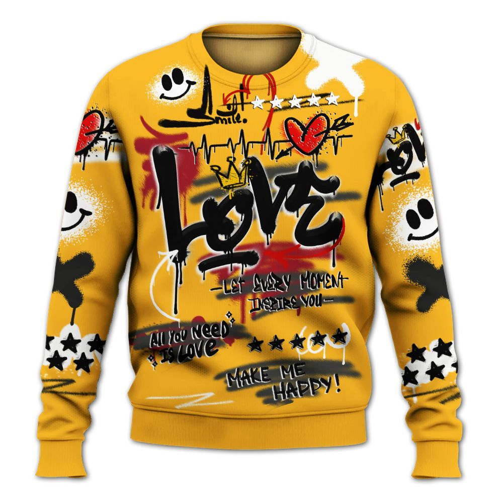 Sweatshirt To Match White Taxi 12s Shirt, Happy Love Beats Graffiti Streetwear All Over Print
