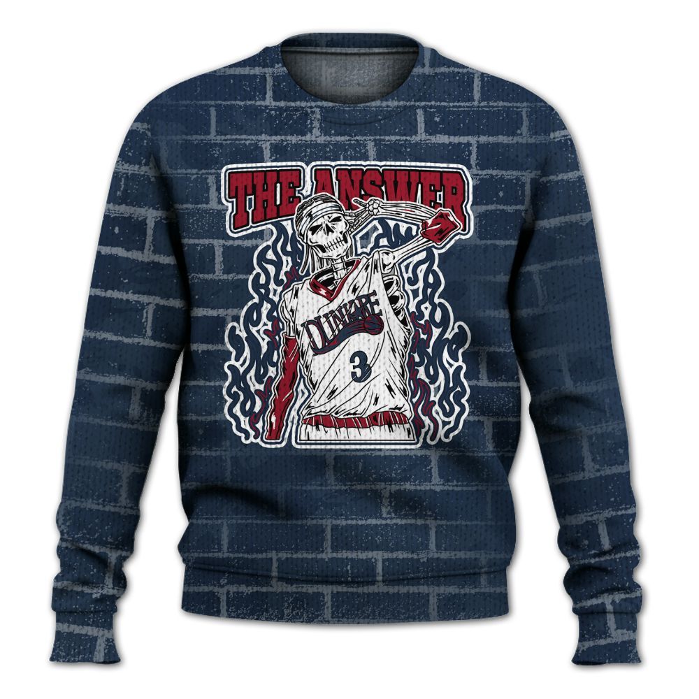 Knitted Sweater To Match White Midnight Navy 6s - Allen Answer Skeleton Brick